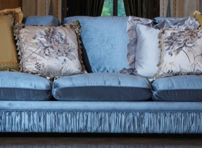 Classic triple room sofa color blue living room textile sofa classic