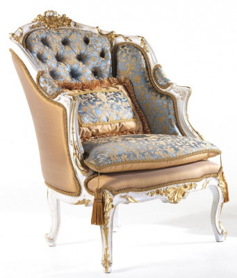 Armchair Club Lounge Designer Recliner Chair Upholstered Sofa 1 Seater Wood with Fabric New