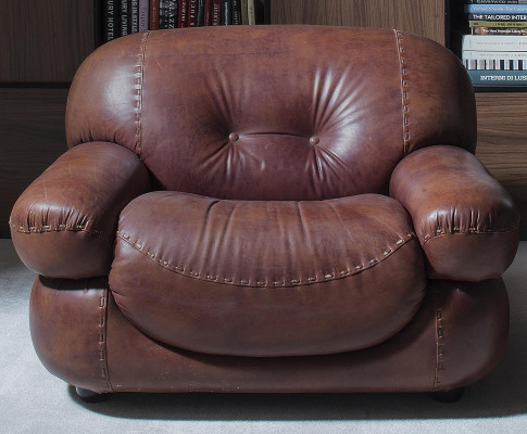 Vintage leather armchair living room genuine leather upholstery television Italian furniture new