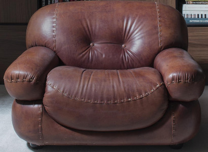 Vintage leather armchair living room genuine leather upholstery television Italian furniture new