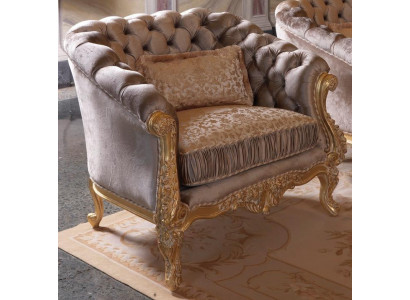 Upholstered Seat Couch Single-Seat Armchair Chesterfield Design Fabric 1 Seat