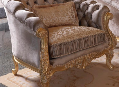 Upholstered Seat Couch Single-Seat Armchair Chesterfield Design Fabric 1 Seat