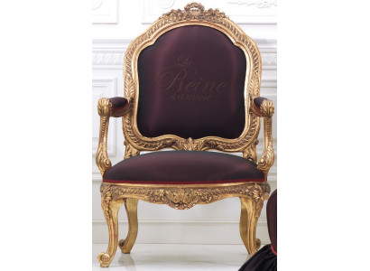 Chair Throne Baroque Rococo Textile 1 Seater Sofa Upholstered Armchair Italian Furniture