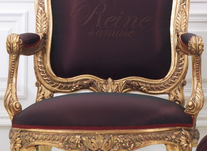 Chair Throne Baroque Rococo Textile 1 Seater Sofa Upholstered Armchair Italian Furniture