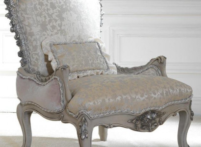 Luxury armchair upholstered throne baroque rococo solid wood Italian furniture single-seater