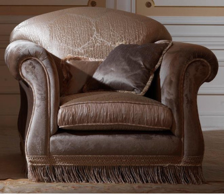 Luxury armchair upholstery throne country house style solid wood Italian furniture single-seater