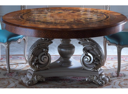 Round dining table, dining room furniture, Italian tables, solid wood table, furnishings.