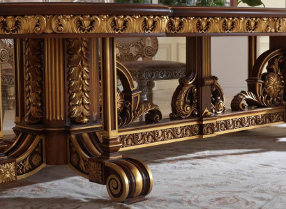 Dining table, dining room, leaf, gold, living room, wood, classic table, Italy, furniture