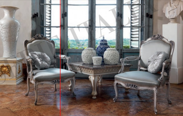 Classic Armchair Baroque Rococo Chair Italian Furniture Wood Single-Seater New