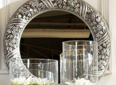 Wall mirror mirror round little mirror silver baroque rococo furniture Italy wood