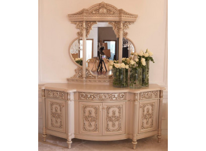 Chest of drawers sideboard dresser mirror set real wood Italian furniture antique style