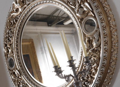 Solid wood mirror, classic real wood Italian design wall mirror.