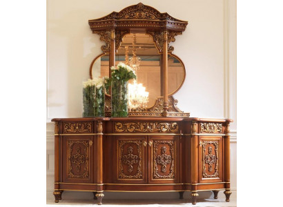 Chest of Drawers Dresser Mirror Set Real Wood Italian Furniture Antique Style Dressers