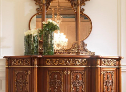 Chest of Drawers Dresser Mirror Set Real Wood Italian Furniture Antique Style Dressers