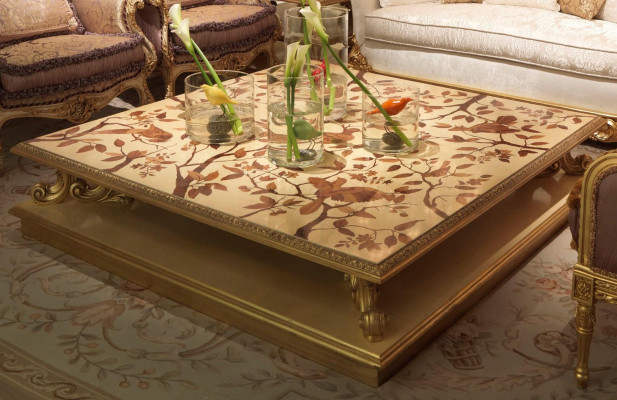 Coffee table table side table living room table wood royal side baroque classic