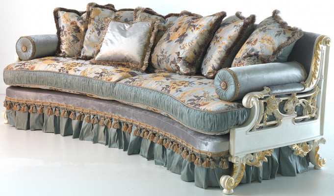 Designer Sofa Furniture 4-Seater Couch Upholstered Sofas Italian Design Blue