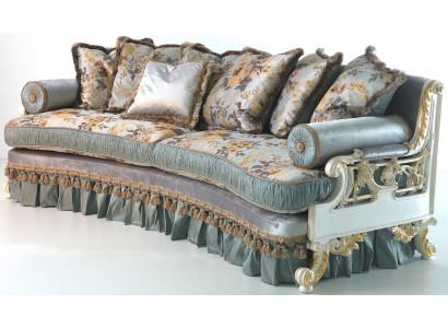 Designer Sofa Furniture 4-Seater Couch Upholstered Sofas Italian Design Blue