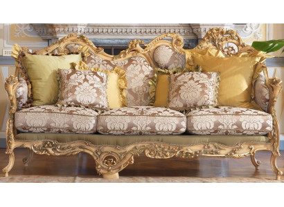Classic Chesterfield sofa with hand-carved details