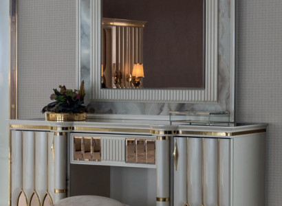 Makeup table set, console tables, mirror sideboard, mirror wood 2-piece
