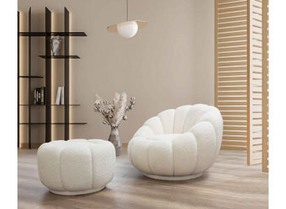 Armchair + Ottoman for Living Room Round Chair with Ottoman Modern Furniture