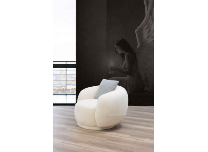 Modern round chair beige lounge furniture club decor design armchair