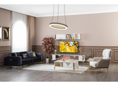 Sofa Set 3+1 TV Stand Textile Upholstery Furniture Luxury Couch Set 5-piece