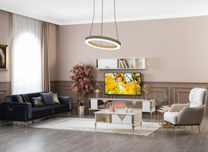 Sofa Set 3+1 TV Stand Textile Upholstery Furniture Luxury Couch Set 5-piece