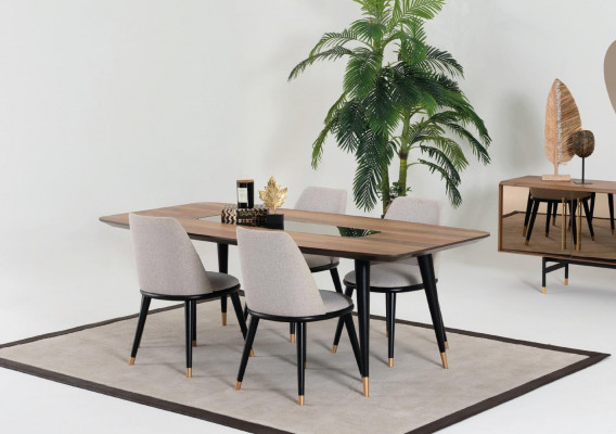 Dining Room Set Table 4x Chairs Sideboard Mirror Suite Design New 7-piece Set
