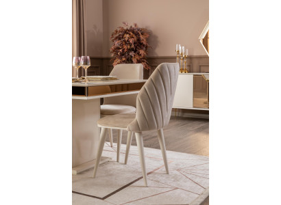Dining room chairs upholstered fabric design modern beige luxury armchair