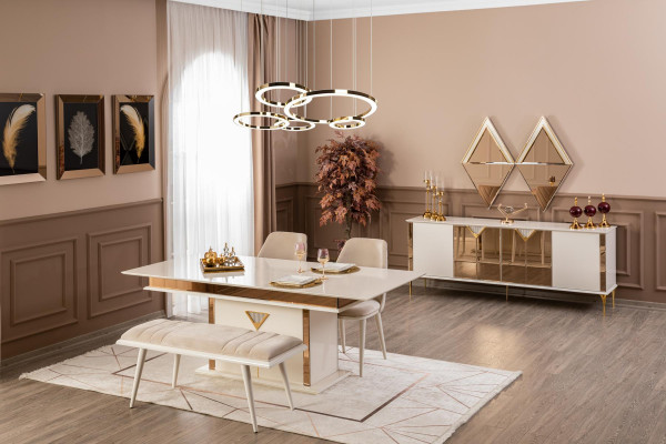 Dining room chairs upholstered fabric design modern beige luxury armchair