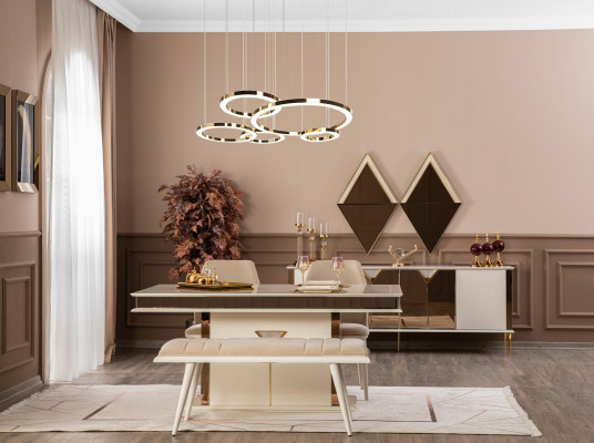 Dining room chairs upholstered fabric design modern beige luxury armchair