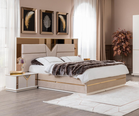 Nightstand Bedroom Luxury Furniture Wood Beige Style Modern Nightstands