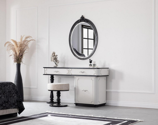 Bedroom set bed 2x bedside table chest of drawers with mirror 5-piece modern