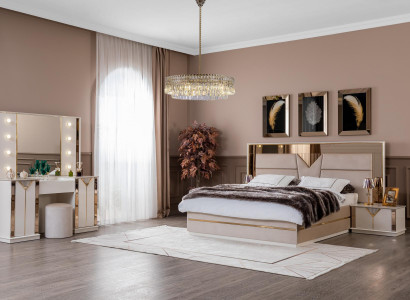Modern bed 2x nightstands 4-piece bedroom set design luxury new modern