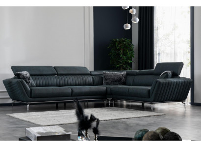 Corner sofa L-shape couch living area modern design sofa faux leather new