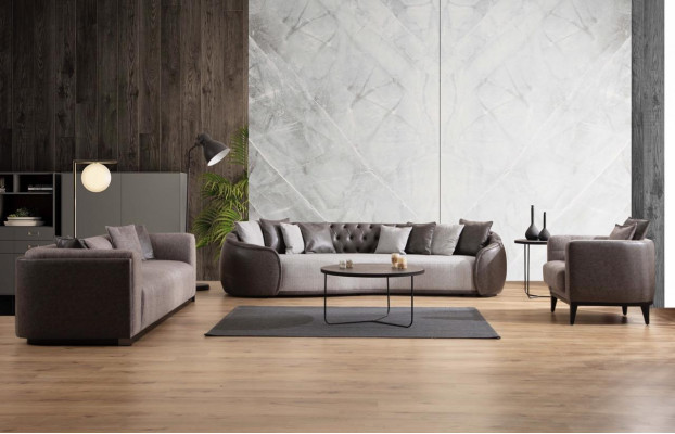 Luxury Bank Sofa Couch Living Room Office Furniture Textile Sofas 3-Seater