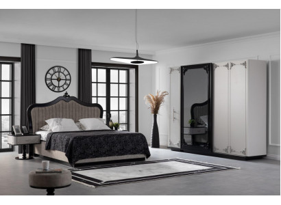 Bedroom set: wardrobe, bed, 2 x nightstand, completely new, beige