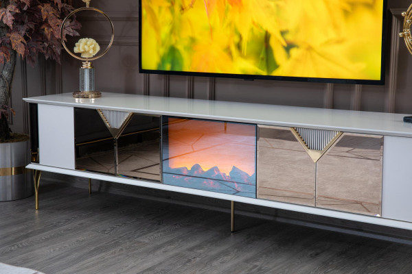 Living room furniture, wall unit, TV stand, wall shelf, wood, new white modern.