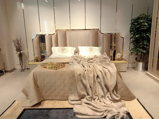 Bedroom furniture complete set bed 2x nightstands 3-piece modern