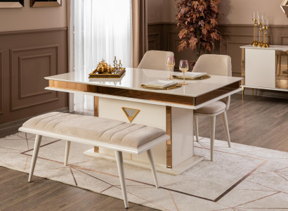 Table with 4 Chairs Set Dining Room Suites 5-piece Set Furniture Dining Group Beige