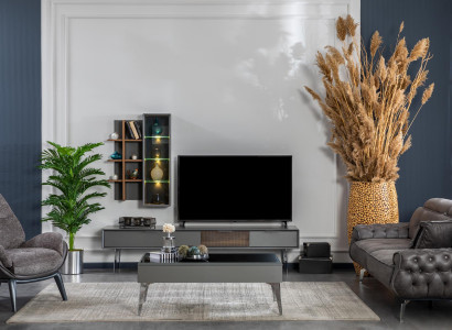 Gray wall unit, cabinet, wall units, furniture, wood, RTV, television design, cabinets