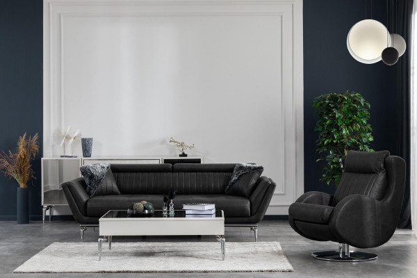 Three-seater couch black sofa couches furniture upholstery furniture three-seater