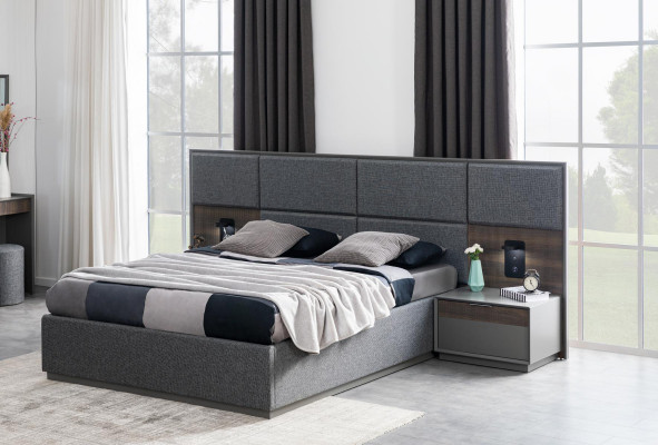 Bedroom bed 2x bedside tables complete bed set USB light loft