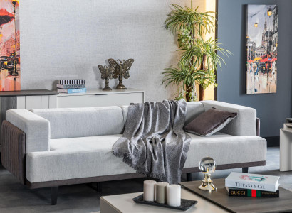Living room sofa 3-seater grey design luxury upholstered furniture elegant