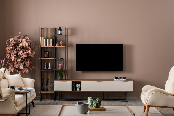 Living room wall unit furniture TV stand bookshelf 240cm wooden wall units