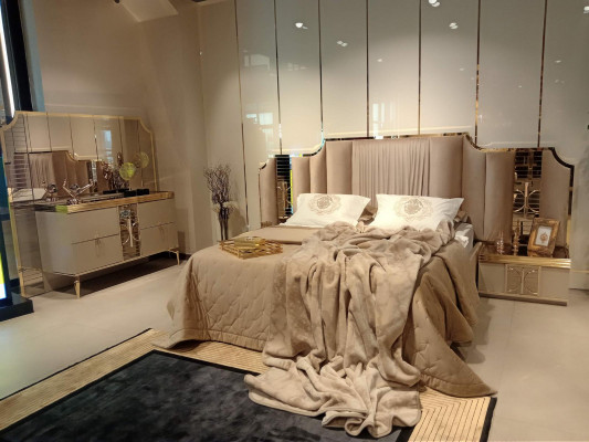 Luxury Sideboard High Gloss Golden Furniture Wooden Dresser Mirror