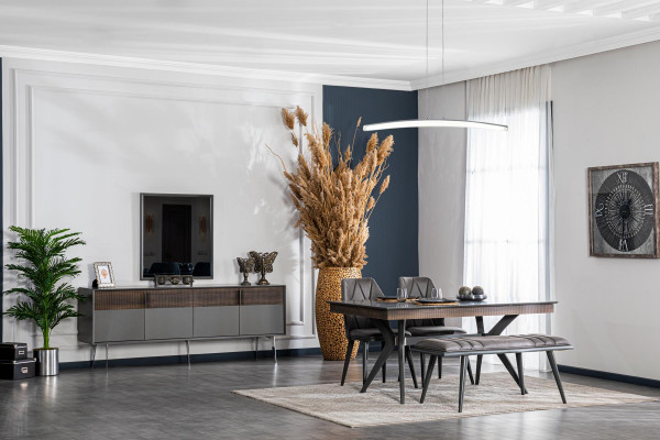 Set dresser mirror living room design wood new style modern sideboard gray