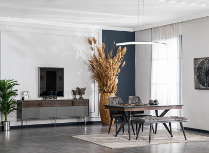 Set dresser mirror living room design wood new style modern sideboard gray