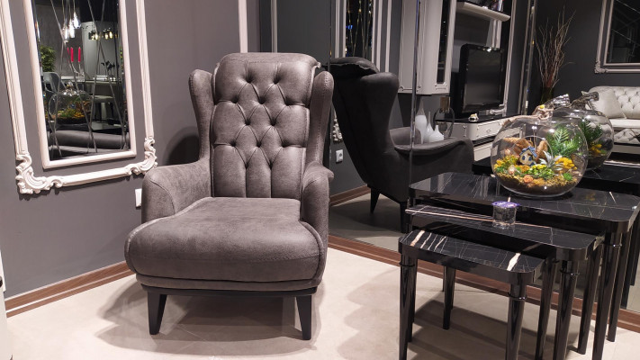 Chesterfield wingback chair with side table lounge corner 2-piece armchair sofa