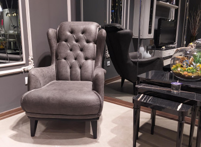 Chesterfield wingback chair with side table lounge corner 2-piece armchair sofa